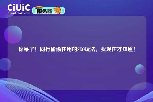 惊呆了!同行偷偷在用的SEO玩法,我现在才知道! 第1张 惊呆了!同行偷偷在用的SEO玩法,我现在才知道! 第1张