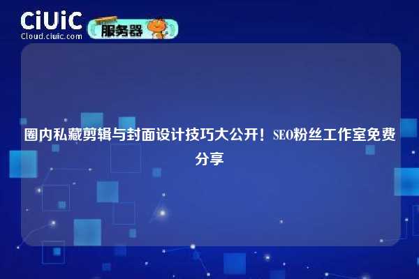 圈内私藏剪辑与封面设计技巧大公开！SEO粉丝工作室免费分享