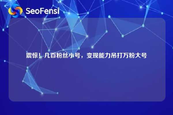 震惊！几百粉丝小号，变现能力吊打万粉大号