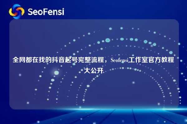全网都在找的抖音起号完整流程，Seofensi工作室官方教程大公开