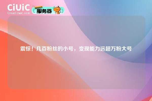 震惊！几百粉丝的小号，变现能力远超万粉大号